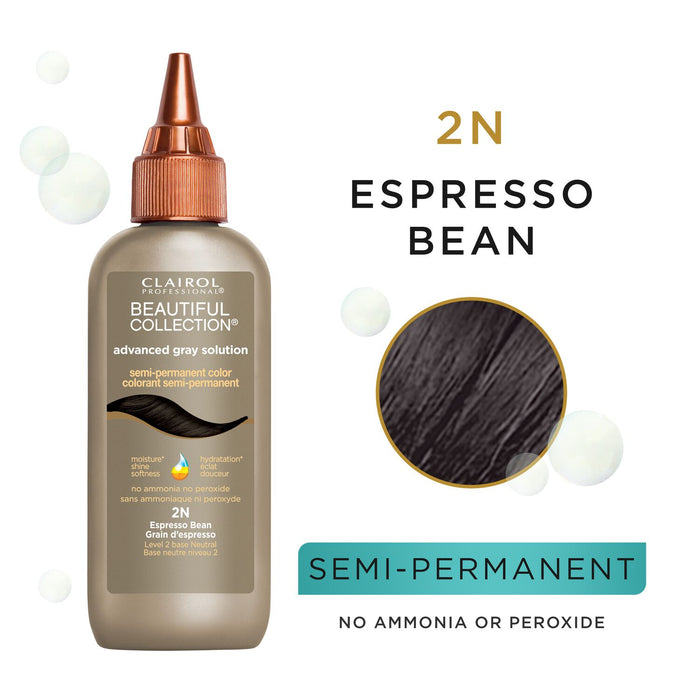 Clairol Professional Beautiful Collection Advanced Gray Solutions Semi Permanent Hair Color 2N Espresso Bean
