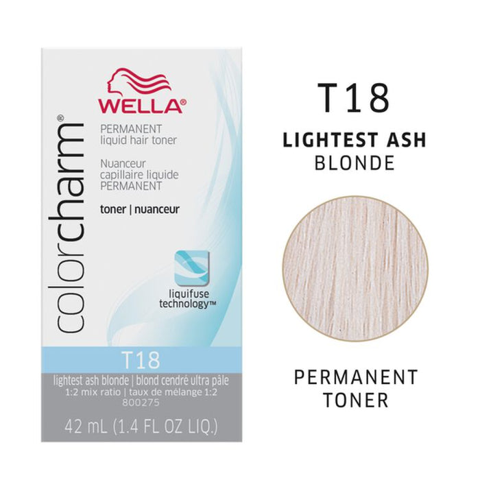 Wella Color Charm Permanent Liquid Toners 1.4oz. (T18 Lightest Ash Blonde)