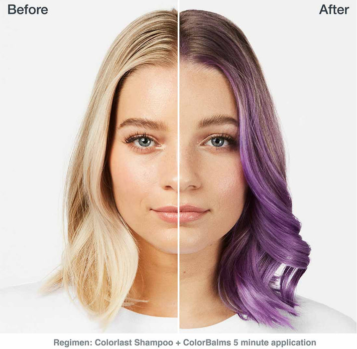 Matrix ColorBalm Color Depositing Conditioners - Lavender Before and After on Blonde colored hair