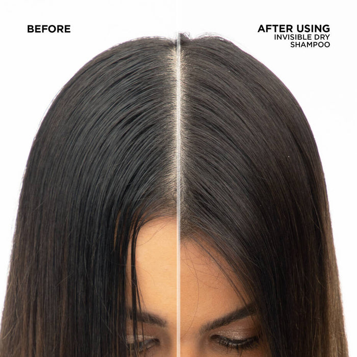 Redken Invisible Dry Shampoo before and after - removes oil from hair.