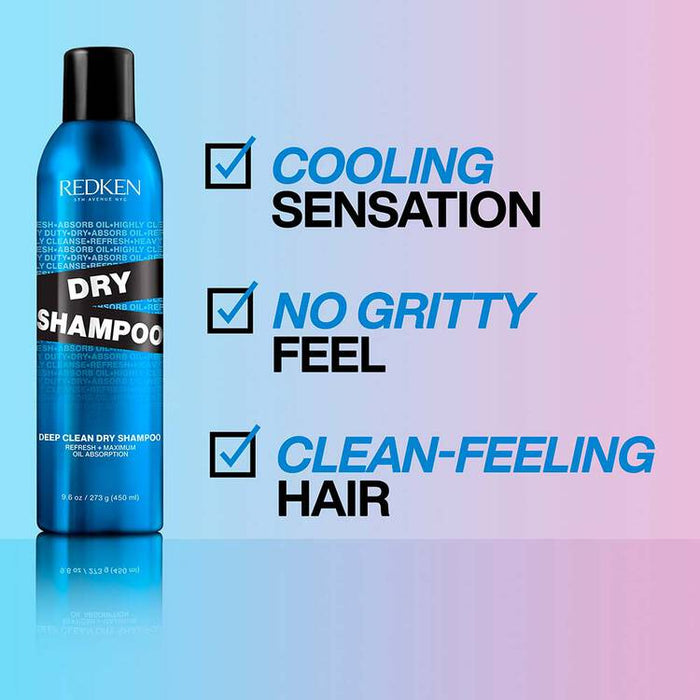Redken Deep Clean Dry Shampoo provides a cooling sensation and no gritty feel