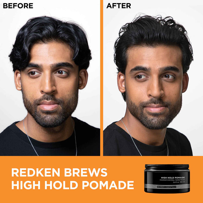 Redken Brews High Hold Pomade before and after use