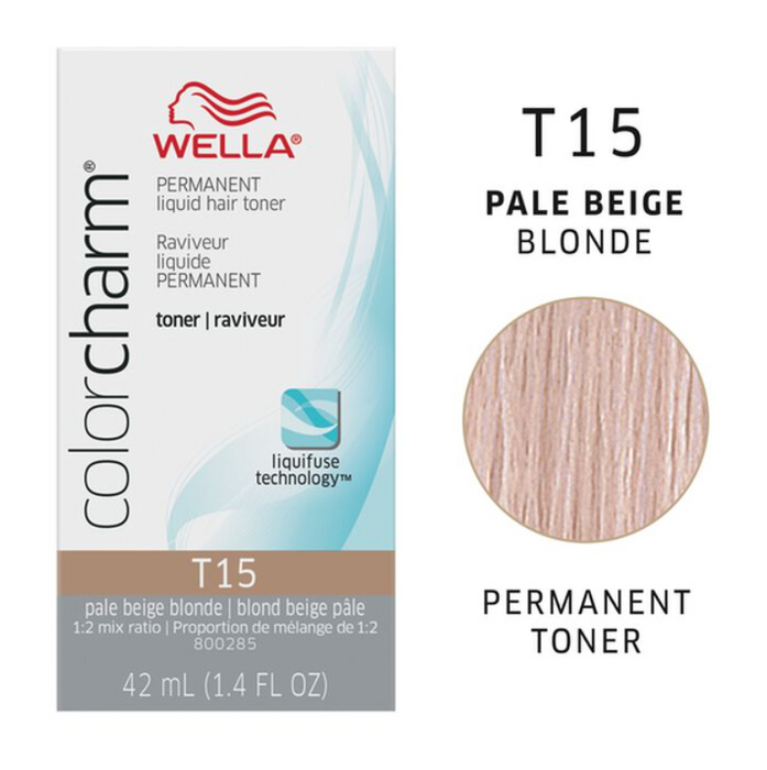 Wella Color Charm Permanent Liquid Toners 1.4oz. (T15 Pale Beige Blonde)