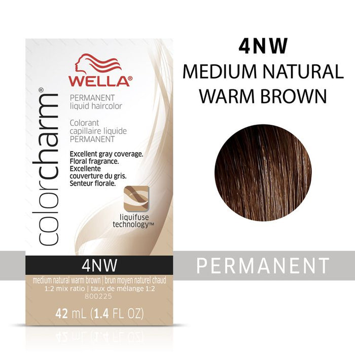 Wella Color Charm Permanent Liquid Color 1.4oz. 4NW Medium Natural Warm Brown