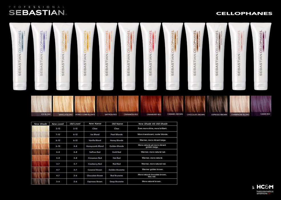 Sebastian Cellophanes Color/Shade Chart